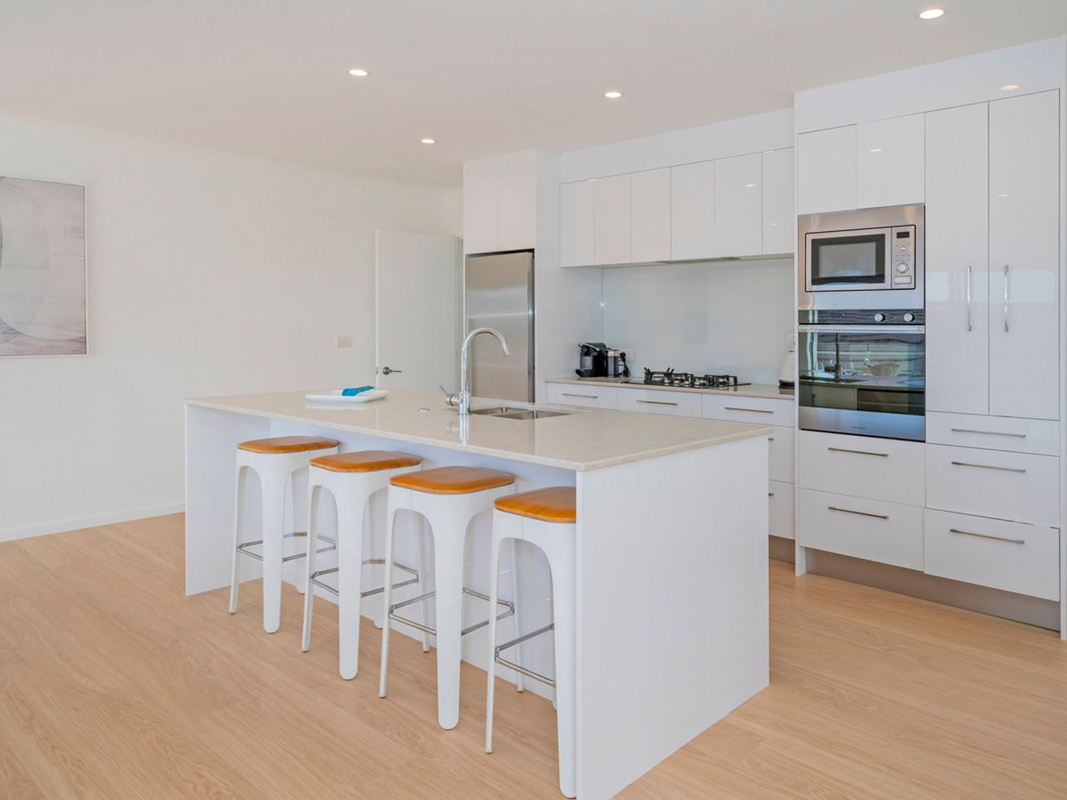 Modern stone kitchen at Coastal Pearl Coromandel holiday accommodation